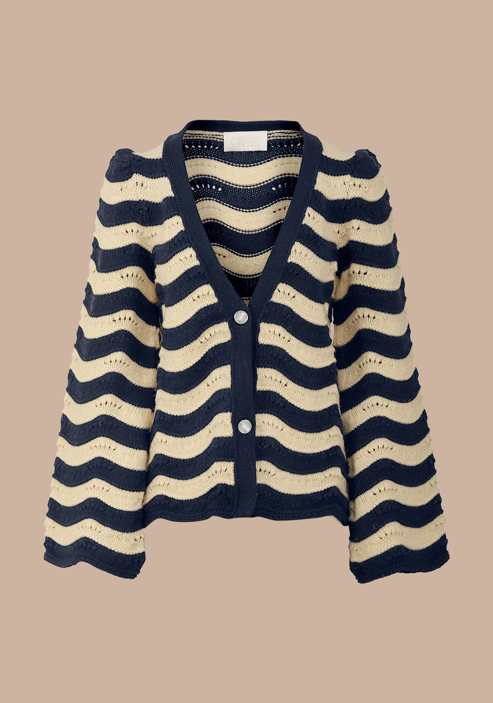gilet en laine mérinos d'Arles made in France rayure marinière vague
