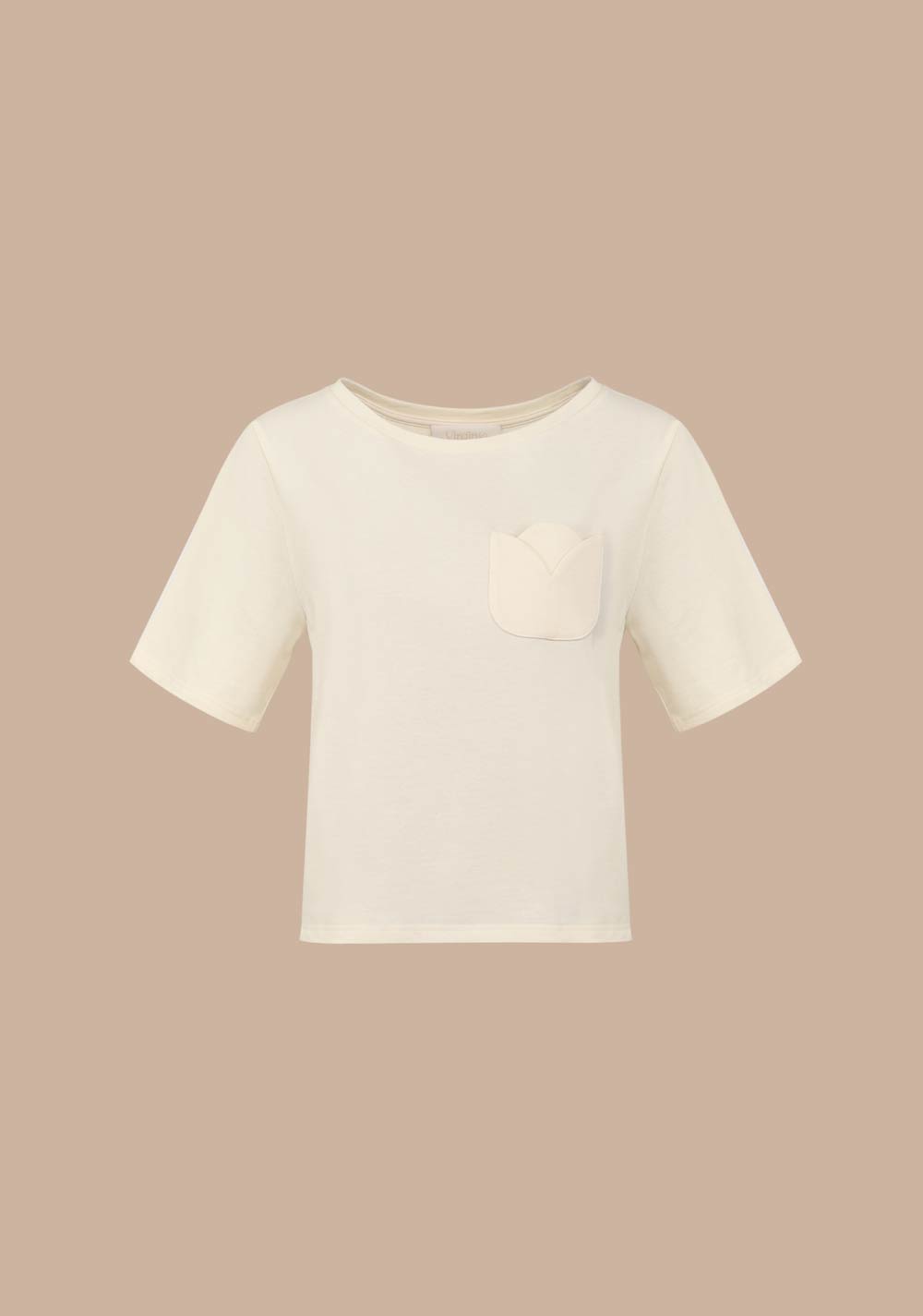 T-shirt femme made in France avec poche fleur Tulipe. T-shirt encolure bateau femme. t-shirt croppé pour femme. Cadeau pour femme made in France.