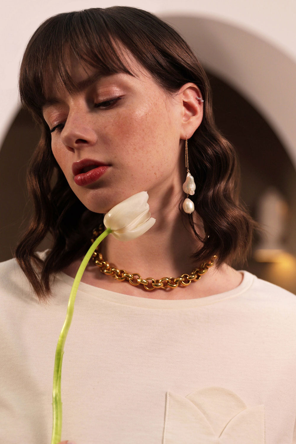 Boucle d'oreilles made in France en perles baroques