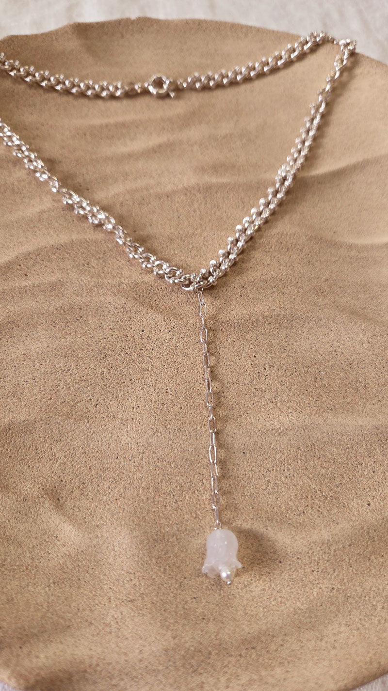 Collier Virginie Voncken en verre Murano, argent et laiton argenté. Bijoux fête des mères, bijoux femme, bijoux noël